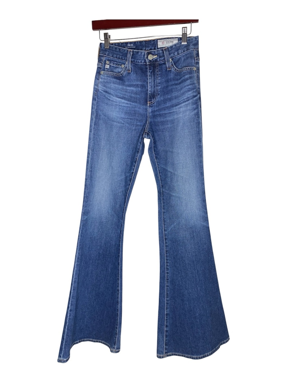 AG Adriano Goldschmied Iva Bell
Bottom Medium Blue Flare Jeans - Size 25R